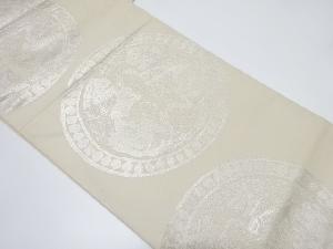 丸紋に向かい獅子模様織り出し袋帯